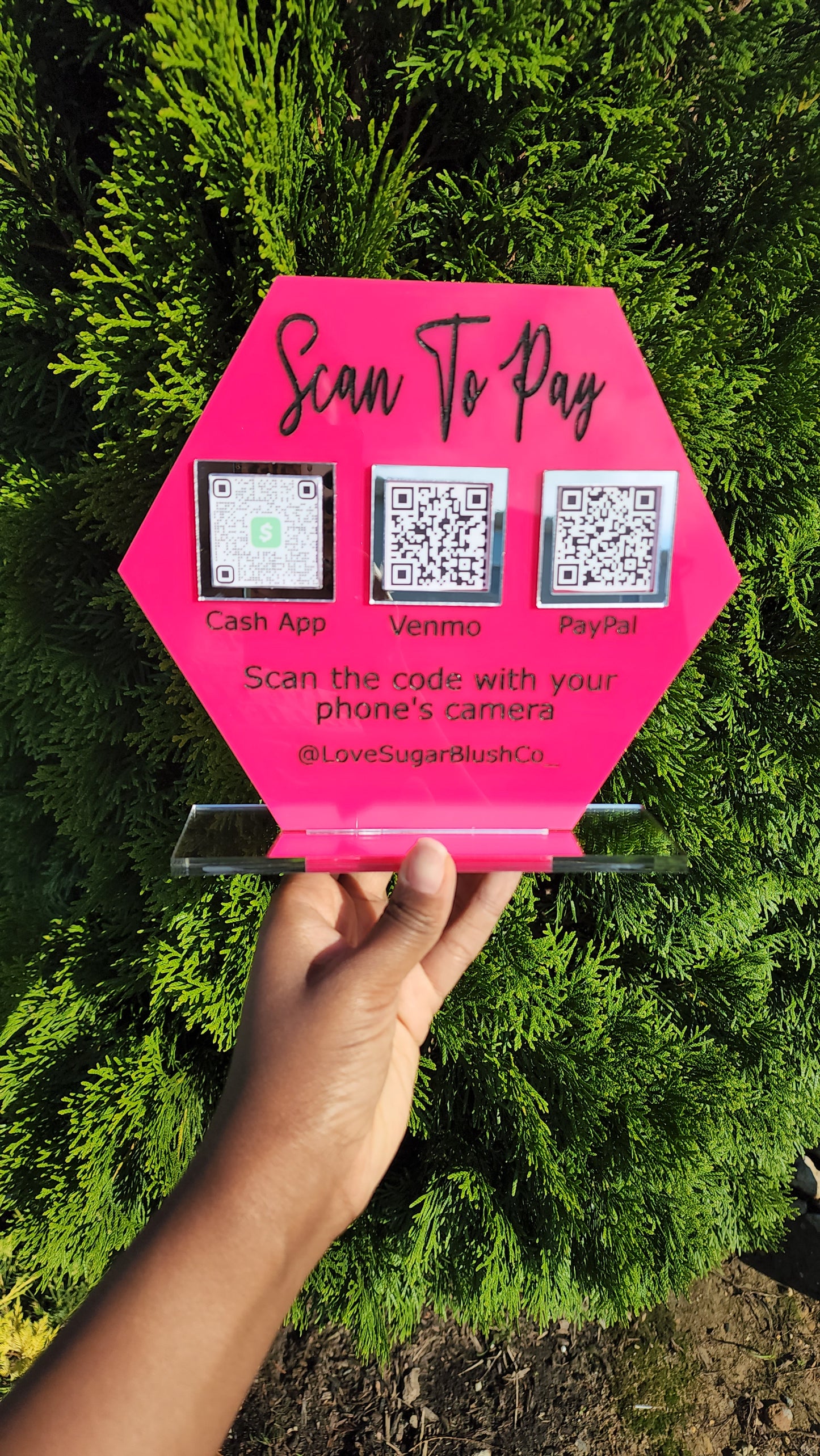 Triple QR Code Acrylic Social/Payment Sign