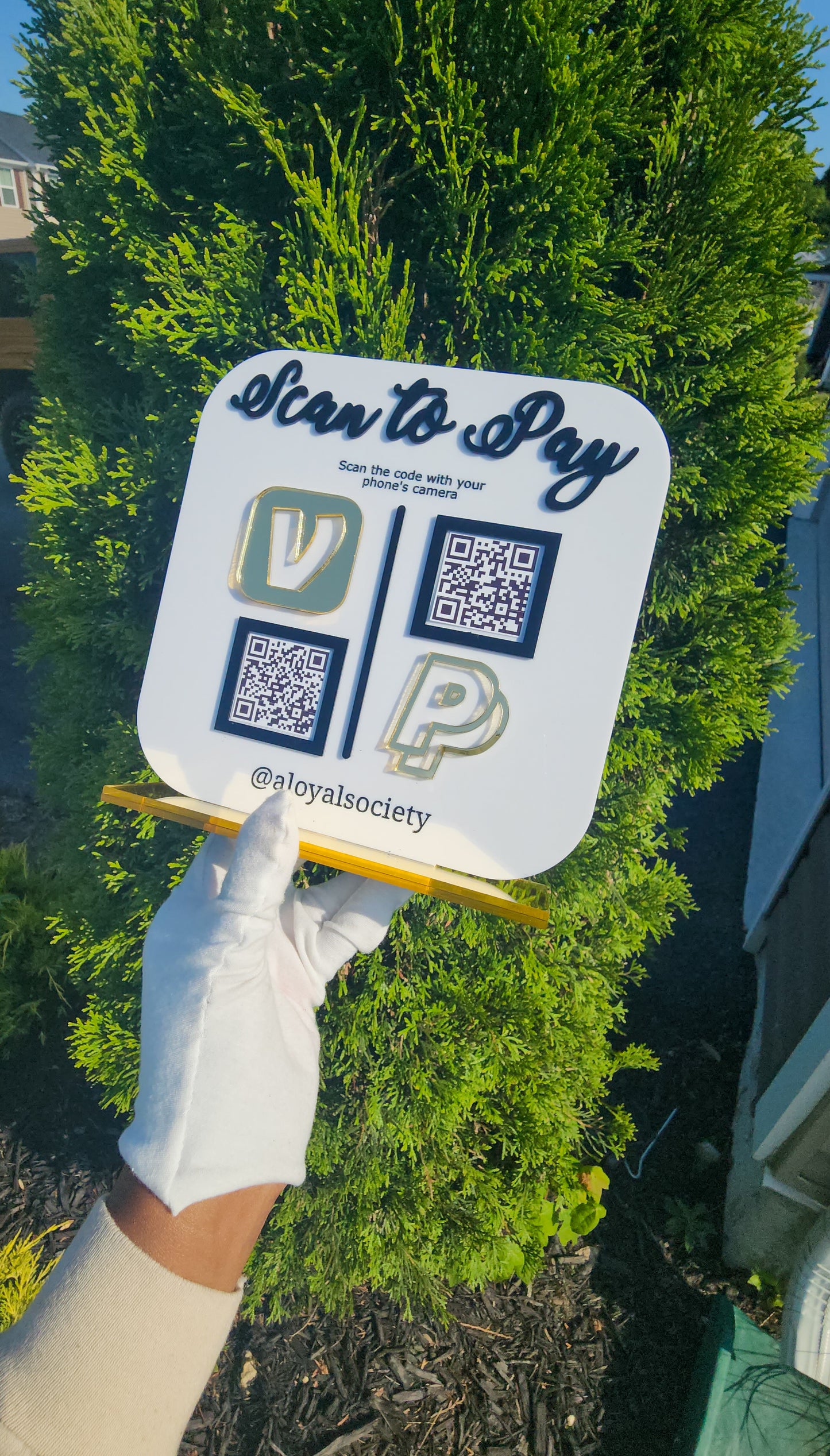 Double Icon & QR Code Acrylic Social/Payment Sign