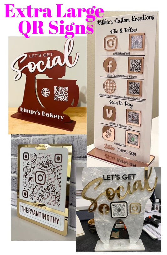 Extra Large Multi QR Customizable Social/Payment Sign!