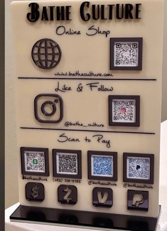 Extra Large Multi QR Customizable Social/Payment Sign!