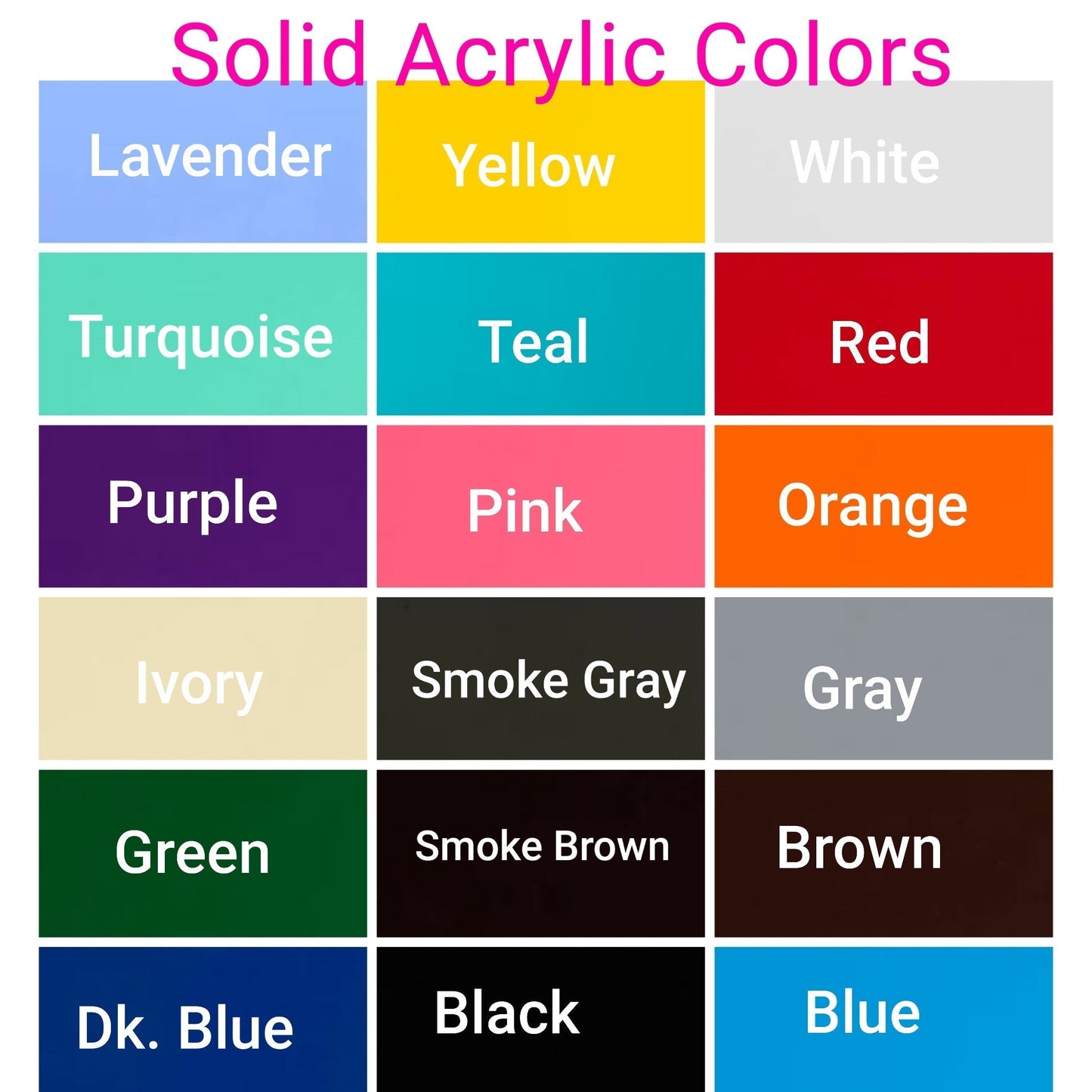 1 Layer Solid Acrylic Logo or Word Signs