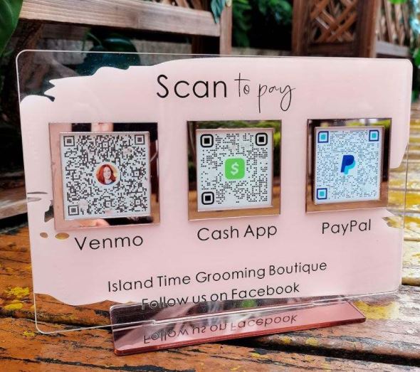 Triple QR Code Acrylic Social/Payment Sign