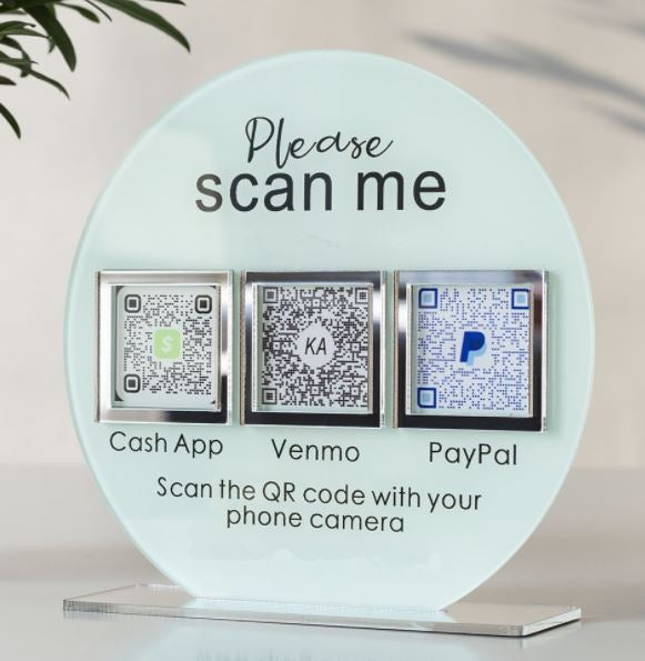 Triple QR Code Acrylic Social/Payment Sign
