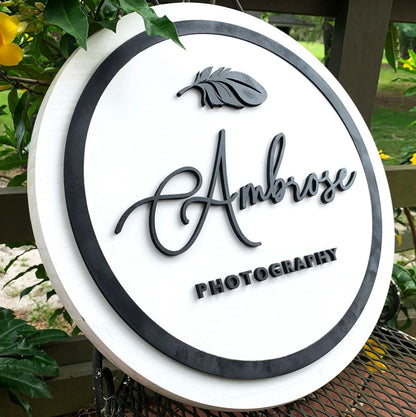 Round Indoor Wooden 3D Logo Sign for Businesses