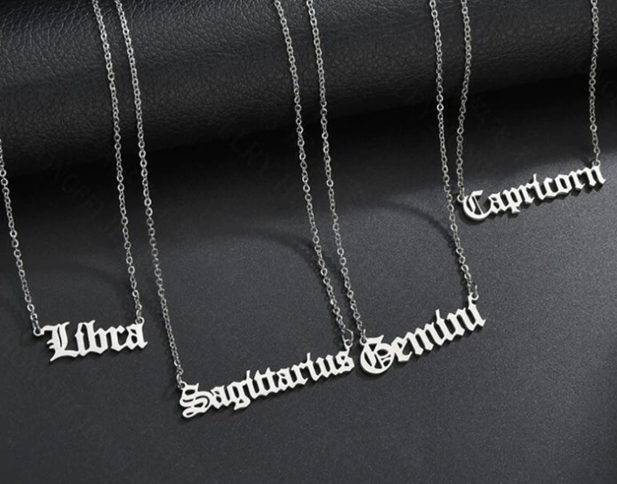 Old English Zodiac Sign STERLING SILVER Necklace- BULK BUY - 188 PIECES!