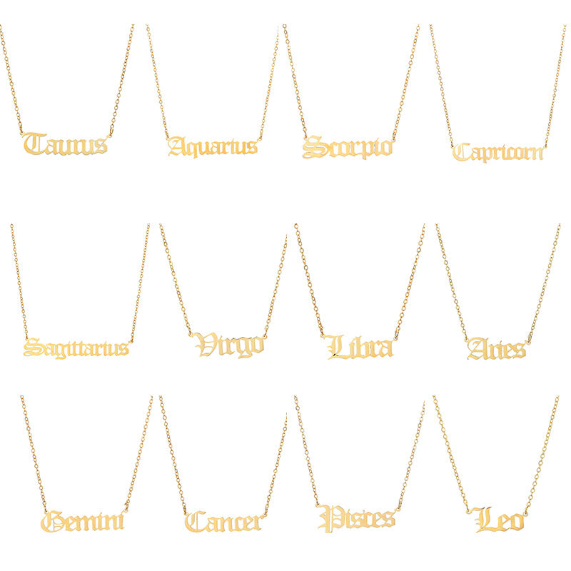 Old English Zodiac Sign STERLING SILVER Necklace- BULK BUY - 188 PIECES!