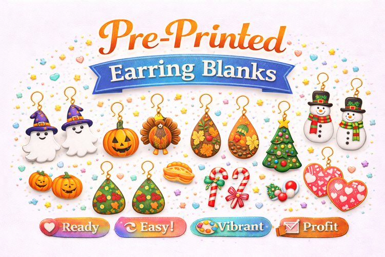 Pre-Printed Earring Blanks- Holidays & Themes