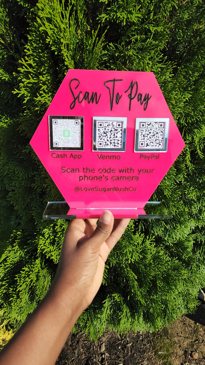 Triple QR Code Acrylic Social/Payment Sign