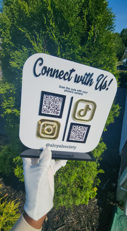 Double Icon & QR Code Acrylic Social/Payment Sign