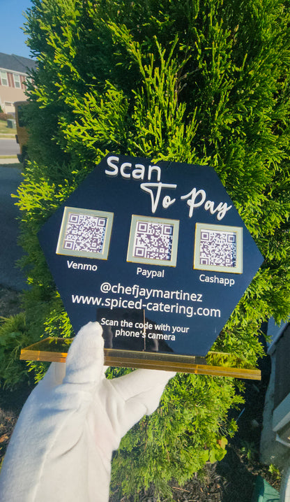 Triple QR Code Acrylic Social/Payment Sign