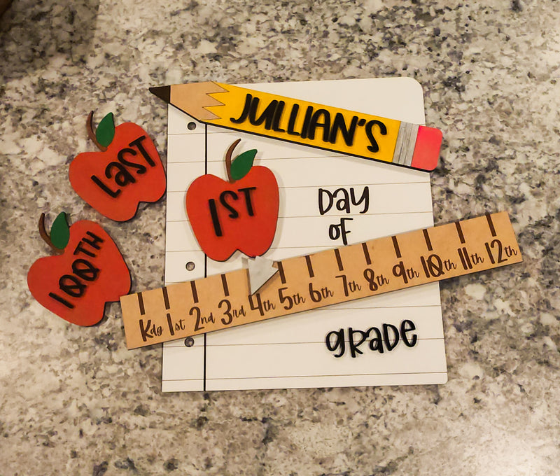 Personalized First/100th/Last Day of School Interchangeable Back to School Sign Prop For Kids