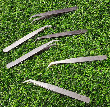 Stainless Steel Craft Jewelry Tweezers with Curved/Pointed Tips Precision Picking Tool