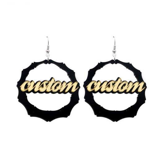 Custom 2 Layer Bamboo Acrylic Earrings