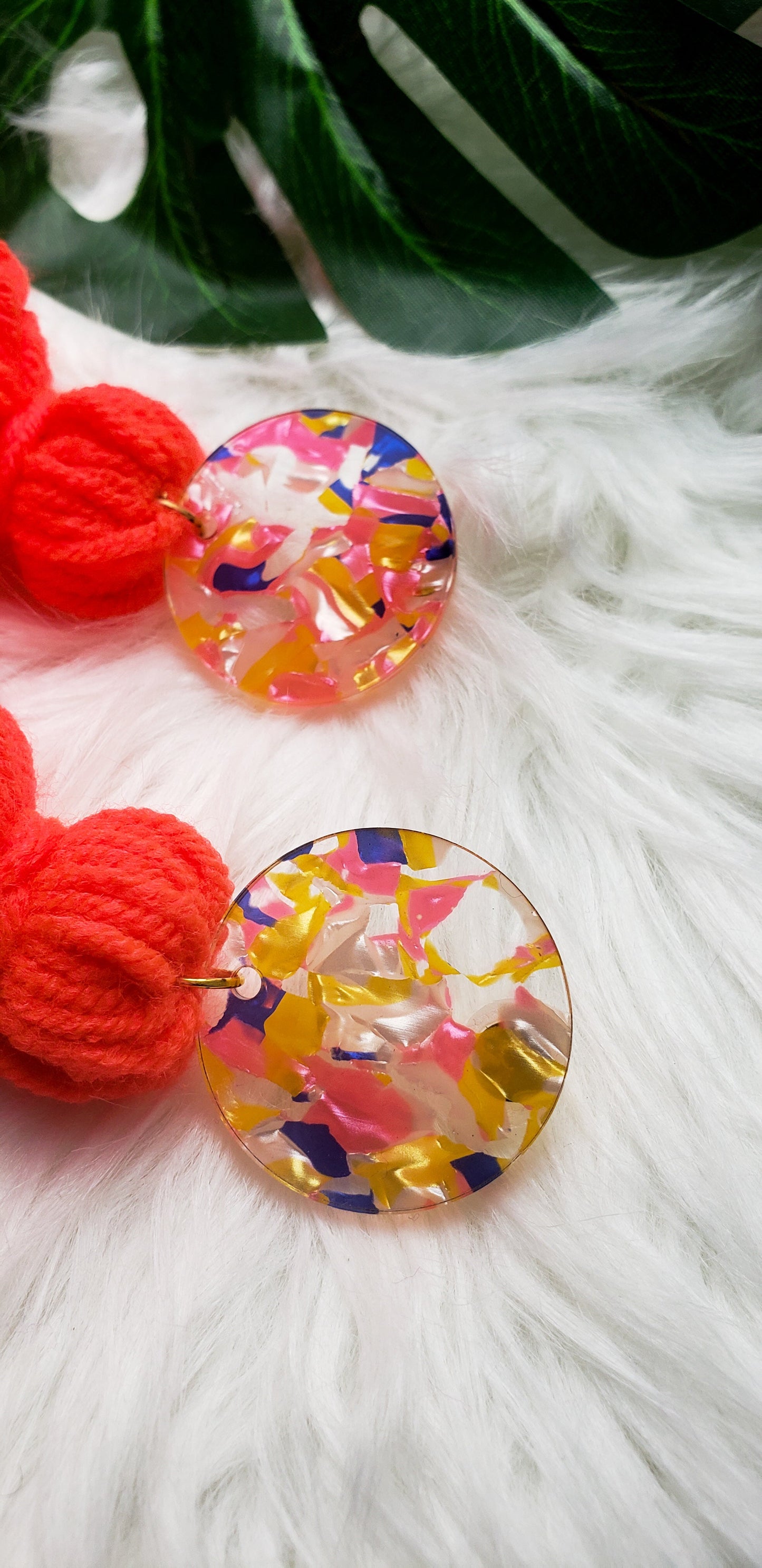 Coral Sprinkles- Tassel Earrings