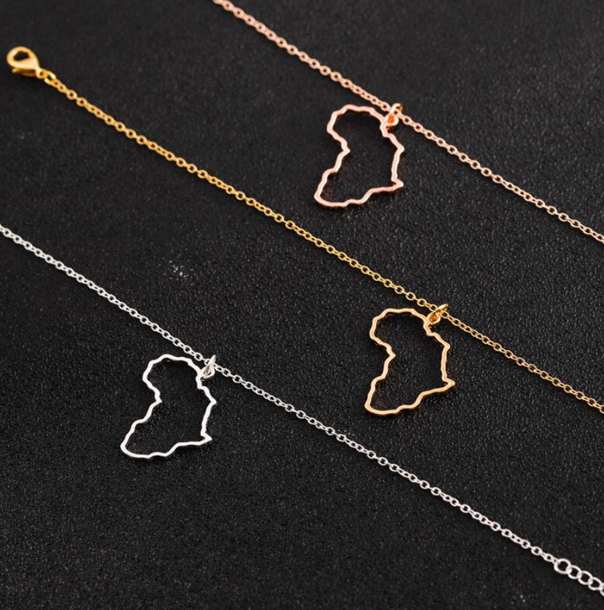 Africa Outline Necklace- (3 Color Options)- BULK BUY-51 PIECES!