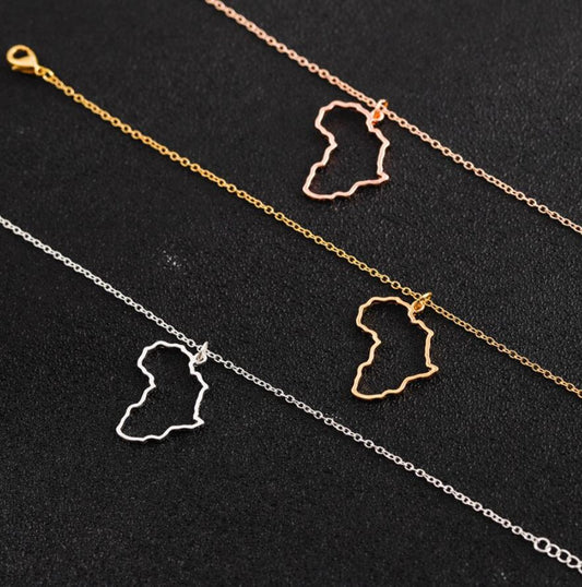 Africa Outline Necklace- (3 Color Options)- BULK BUY-51 PIECES!