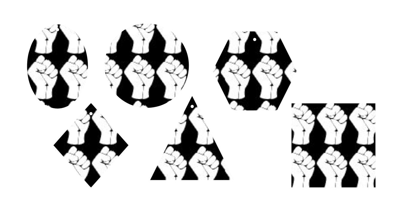 Black BG/ White Fist- Printed Pattern Designs (Sets)
