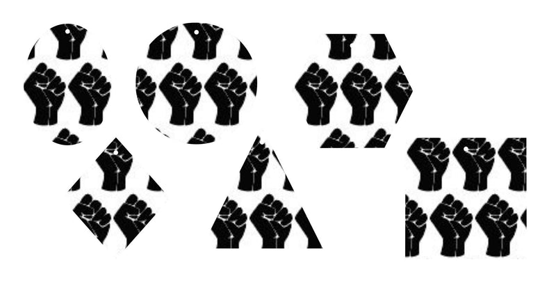 White BG/ Black Fist- Printed Pattern Designs (Sets)
