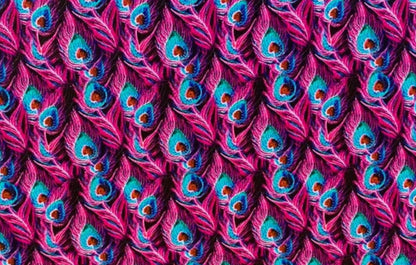 Micro Pink & Teal Peacock- Printed Pattern Designs (Sets)