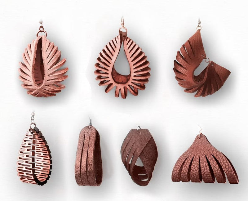 Sculpted Fold 5 - Vegan Leather Earrings