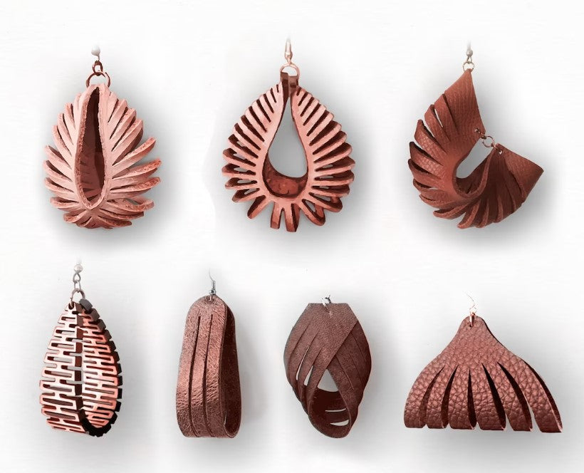 Sculpted Fold 6 - Vegan Leather Earrings