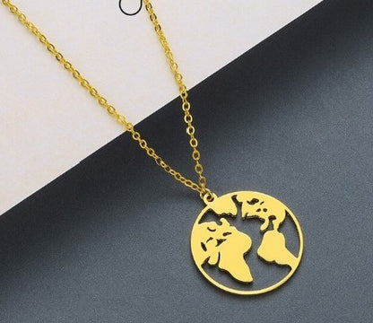 World Map Necklace- (3 Color Options)- BULK BUY 25 pieces!