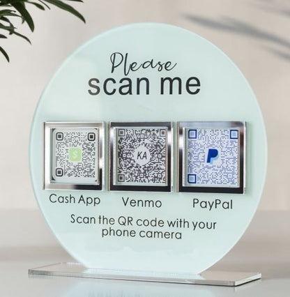 Triple QR Code Acrylic Social/Payment Sign
