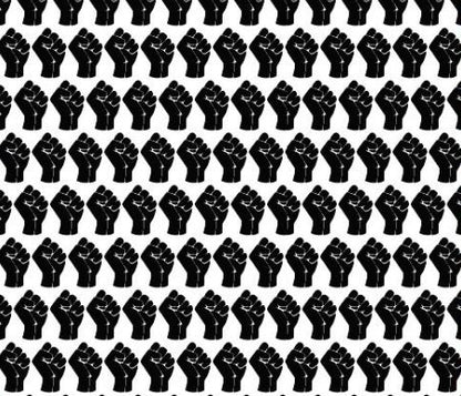 White BG/ Black Fist- Printed Pattern Designs (Sets)