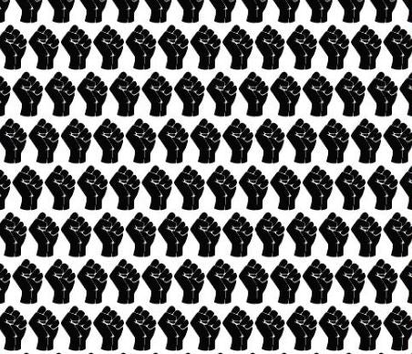 White BG/ Black Fist- Printed Pattern Designs (Sets)