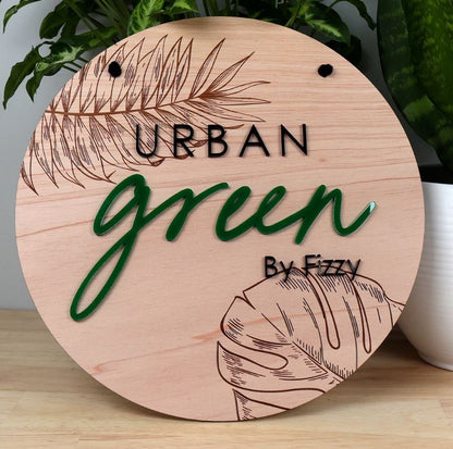 Indoor Round Wooden & Acrylic 3D Logo Sign
