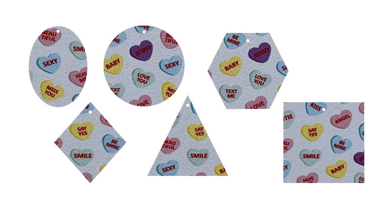 Worded Candy Heart- Printed Pattern Designs (Sets)