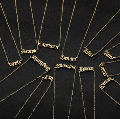 Old English Zodiac Sign STERLING SILVER Necklace- BULK BUY - 188 PIECES!