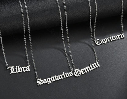 Old English Zodiac Sign STERLING SILVER Necklace- BULK BUY - 188 PIECES!