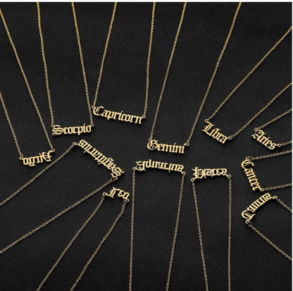 Old English Zodiac Sign STERLING SILVER Necklace- BULK BUY - 188 PIECES!