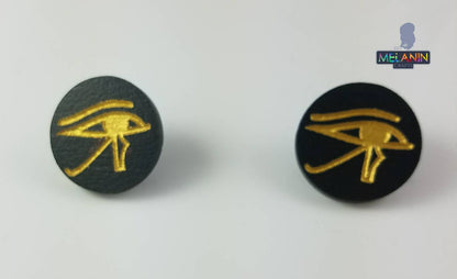 Horus Eyes Studs- Hand Made Wooden Earrings- BULK BUY 6 PAIRS!