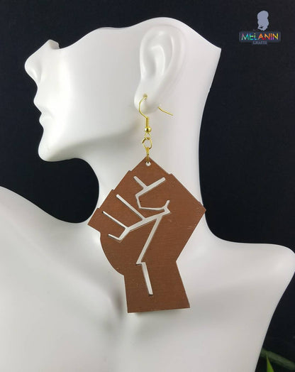 Large Black Power Wooden Earrings- BULK BUY 9 PAIRS!